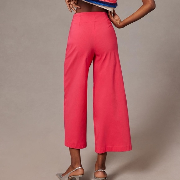 NWT Maeve Pintuck Cropped Pink Wide-Leg Pants 16 - Picture 4 of 4